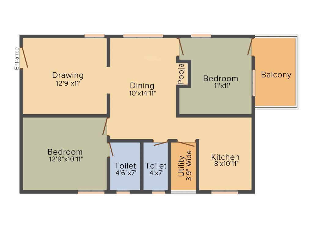 Sukhii 9 (2BHK+2T (1,200 sq ft) 1200 sq ft)