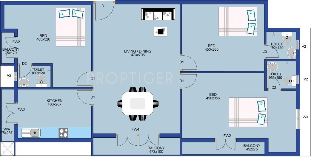 AC M Lord (3BHK+3T (1,723 sq ft) + Servant Room 1723 sq ft)