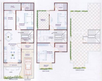1000 Sq Ft 3 Bhk Floor Plan Image Ansal Town Villa Available For Sale Proptiger Com