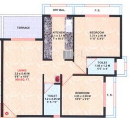 EV Carmel Apartments (2BHK+2T (960 sq ft) 960 sq ft)