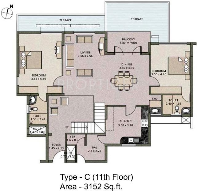 Skyline Topaz (4BHK+4T (3,152 sq ft) 3152 sq ft)