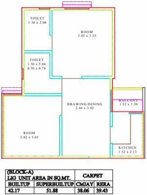 KRG Shubh Mangal Homes (2BHK+2T (558.43 sq ft) 558.43 sq ft)