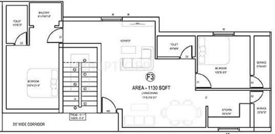 Ganga Sai Kalp Niketan Apartments (2BHK+2T (1,130 sq ft)   Pooja Room 1130 sq ft)