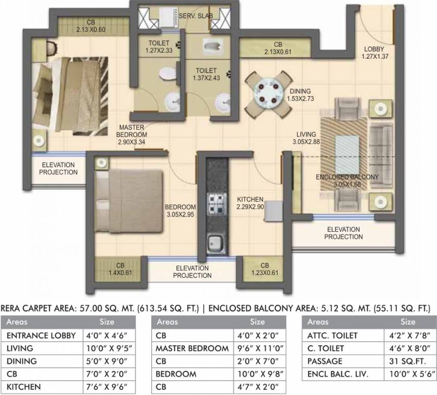 Dosti Planet North Phase 2 Dosti Jade (2BHK+2T (613.54 sq ft) 613.54 sq ft)