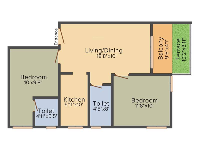 Merlin Verve (2BHK+2T (690 sq ft) 690 sq ft)