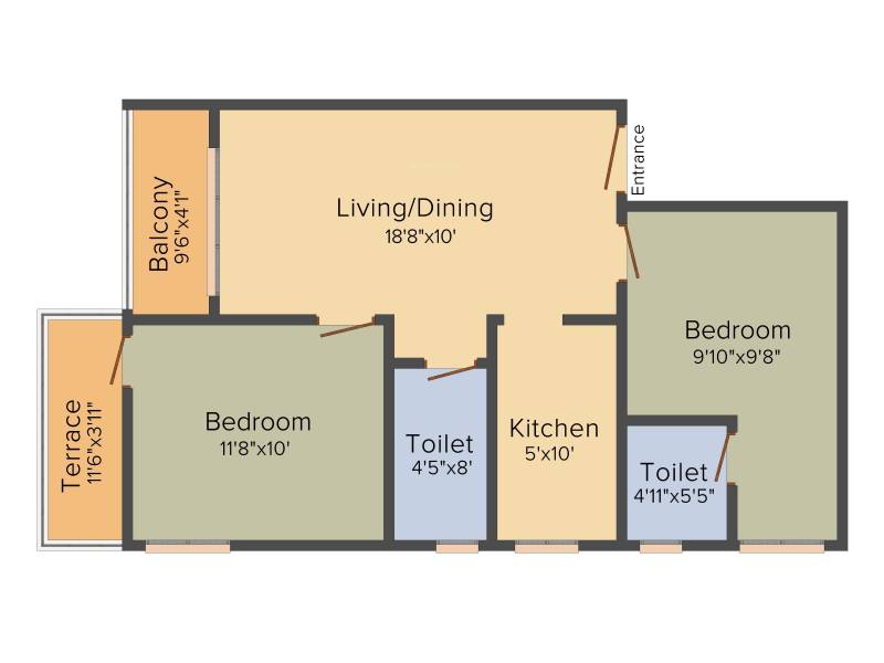 Merlin Verve (2BHK+2T (698 sq ft) 698 sq ft)