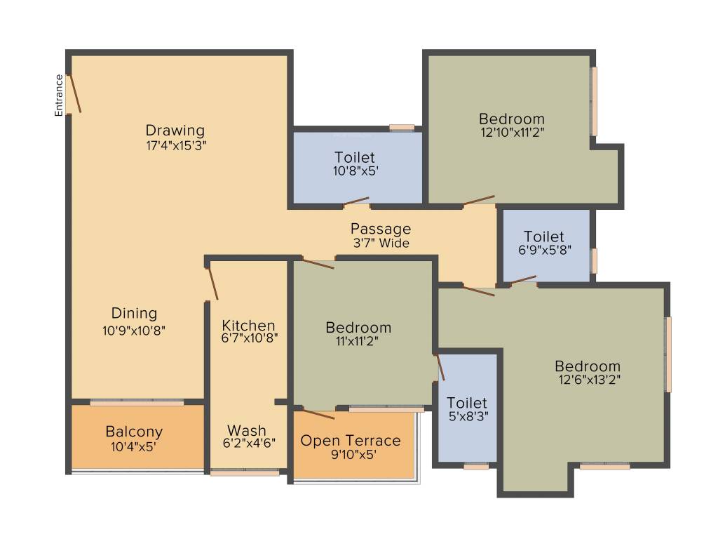 Merlin Iland (3BHK+3T (1,416 sq ft) 1416 sq ft)
