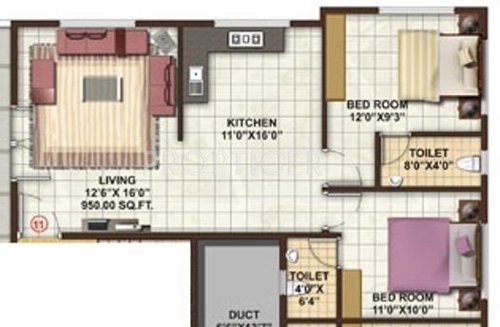 Shree Balaji Buildcon Sarvesh Heights Floor Plan (2BHK+2T)