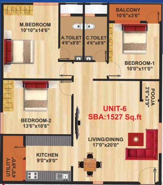 Shinduja Sri Sai Shinduja Residency (3BHK+2T (1,527 sq ft) 1527 sq ft)