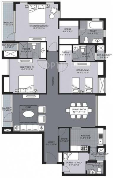 Unitech UGCC Amber (3BHK+4T (2,230 sq ft) + Servant Room 2230 sq ft)