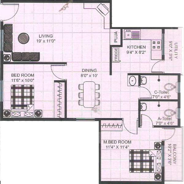 Ree Rajarajeshware Krishna Dhama (2BHK+2T (1,125 sq ft) + Pooja Room 1125 sq ft)