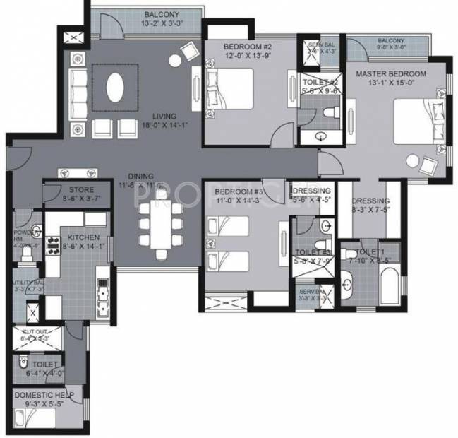 Unitech UGCC Amber (3BHK+4T (2,488 sq ft) + Servant Room 2488 sq ft)