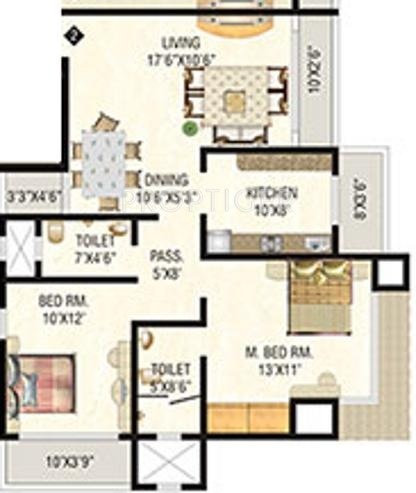 Dedhia Jainnam (2BHK+2T (920 sq ft) 920 sq ft)