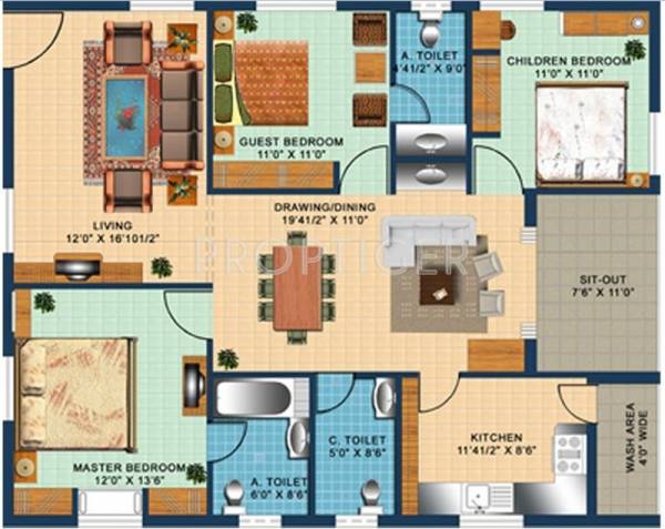 SBC Pristine Place (3BHK+3T (1,565 sq ft) 1565 sq ft)