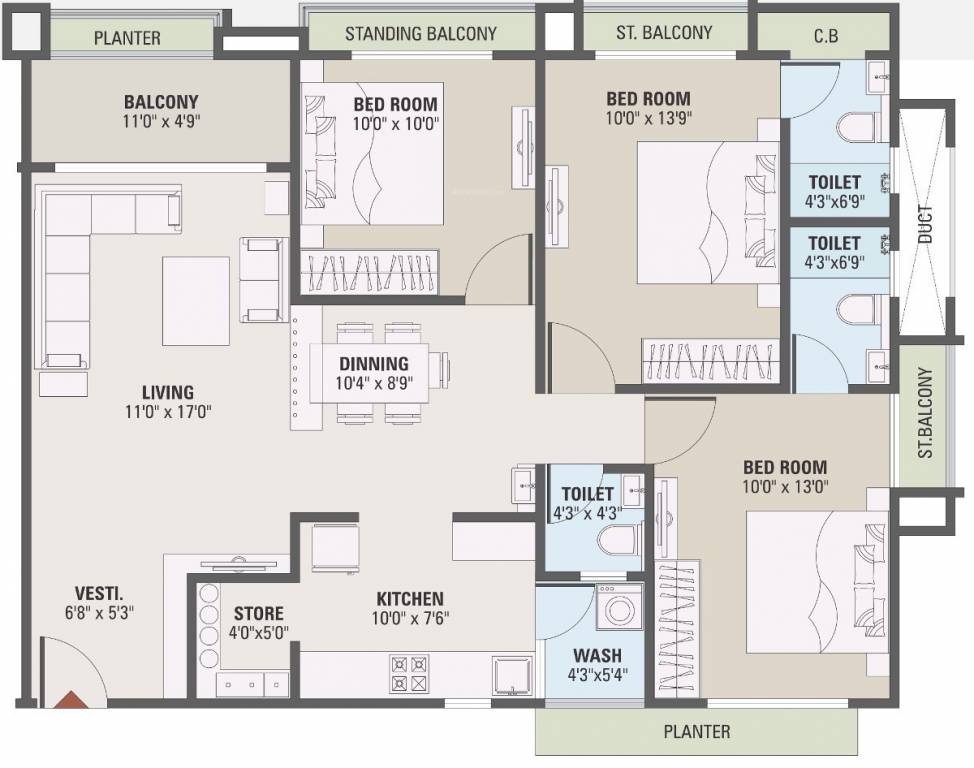 Aaryan Vandematram Hills (3BHK+3T (1,719 sq ft) 1719 sq ft)
