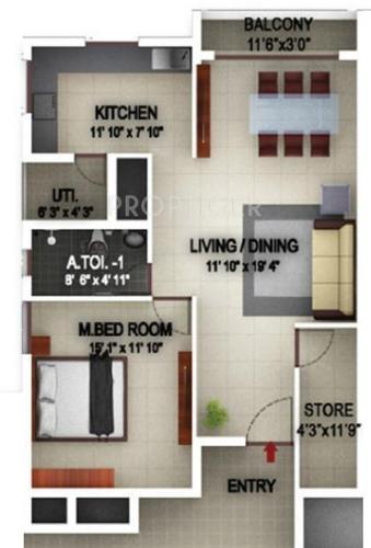 PBEL Aroa (1BHK+1T (1,003 sq ft) 1003 sq ft) PBEL Aroa (1BHK+1T (1,003 sq ft) 1003 sq ft)