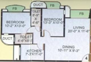 Ashish Sahyadri Floor Plan (2BHK+2T)