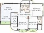 Ashish Sahyadri Floor Plan (3BHK+3T)