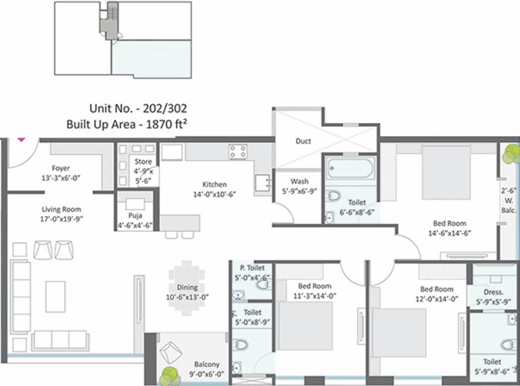 Meraki One (3BHK+4T (1,870 sq ft) + Pooja Room 1870 sq ft) Meraki One (3BHK+4T (1,870 sq ft) + Pooja Room 1870 sq ft)