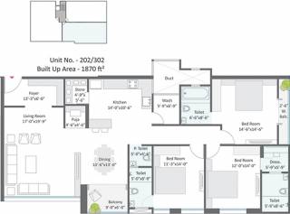 Meraki One (3BHK+4T (1,870 sq ft) + Pooja Room 1870 sq ft) Meraki One (3BHK+4T (1,870 sq ft) + Pooja Room 1870 sq ft)
