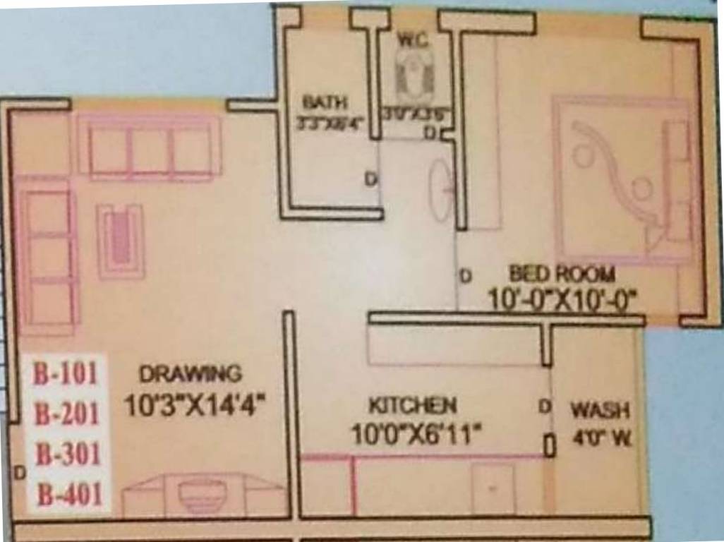 Nesha Sanket Apartment (1BHK+1T (389.76 sq ft) 389.76 sq ft)
