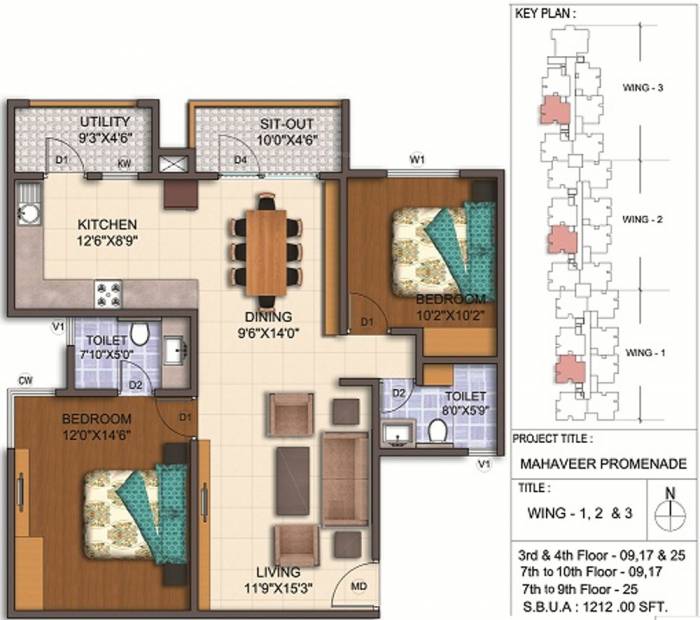 Mahaveer Promenade (2BHK+2T (1,212 sq ft) 1212 sq ft)