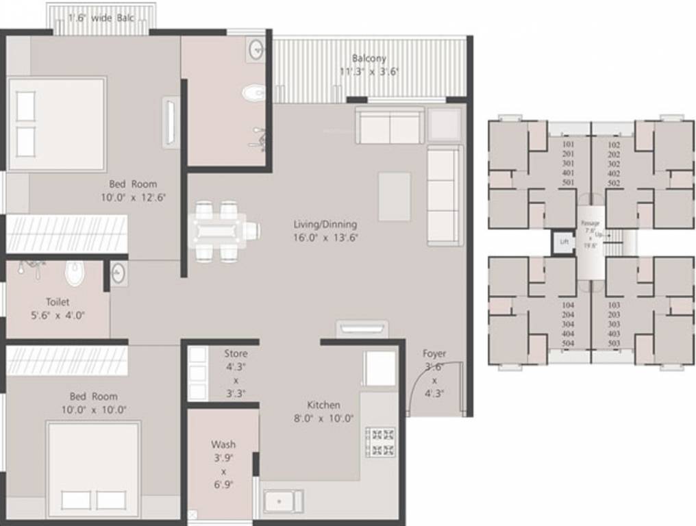 Pancham Elite (2BHK+2T (1,050 sq ft) 1050 sq ft)