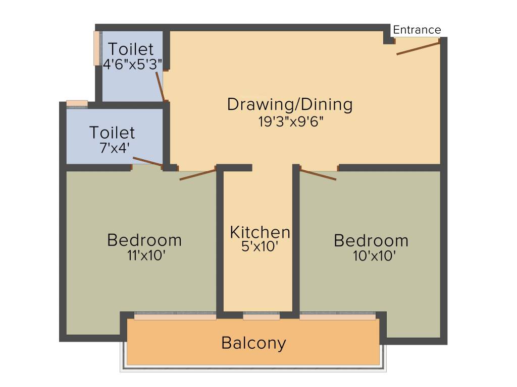 Lucky Palm Village (2BHK+2T (855 sq ft) 855 sq ft)