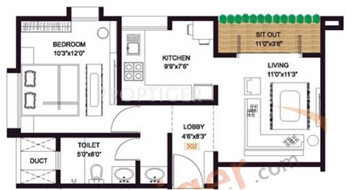 Pandit Almira (1BHK+1T (628 sq ft) 628 sq ft)