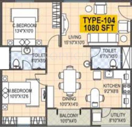 Star GR Signature (2BHK+2T (1,080 sq ft) 1080 sq ft)
