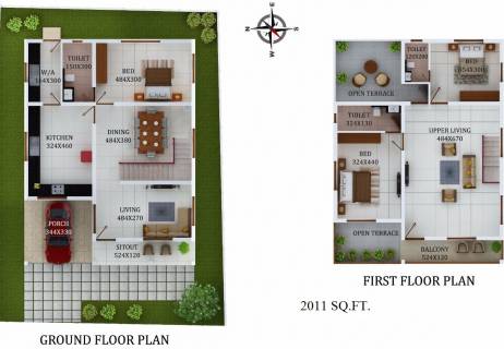 2011 Sq Ft 3 Bhk Floor Plan Image Grand Homes Cyber Valley