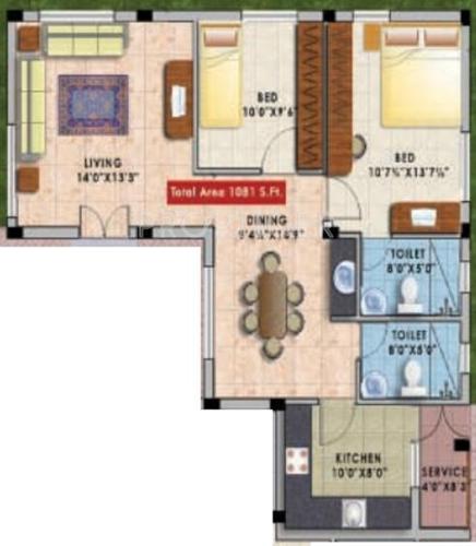 Star Star Enclave (2BHK+2T (1,081 sq ft) 1081 sq ft)