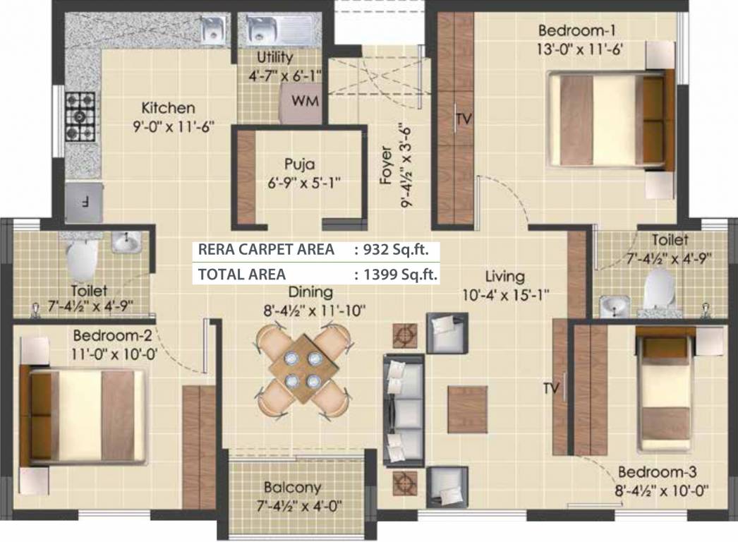 TVS Emerald Green Enclave (3BHK+2T (1,399 sq ft) 1399 sq ft) TVS Emerald Green Enclave (3BHK+2T (1,399 sq ft) 1399 sq ft)