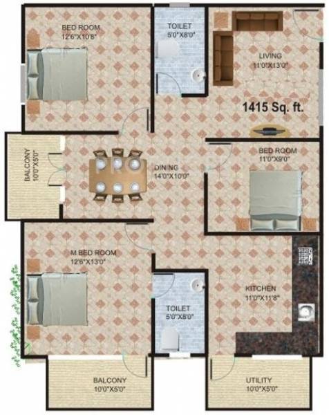 Sai Aster (3BHK+2T (1,415 sq ft) 1415 sq ft) Sai Aster (3BHK+2T (1,415 sq ft) 1415 sq ft)