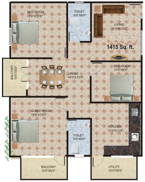 Sai Aster (3BHK+2T (1,415 sq ft) 1415 sq ft)