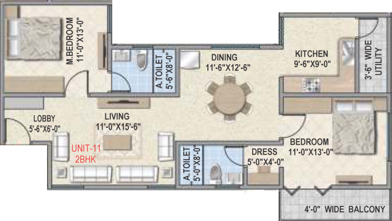 Amigo Estella (2BHK+2T (1,235 sq ft) 1235 sq ft)