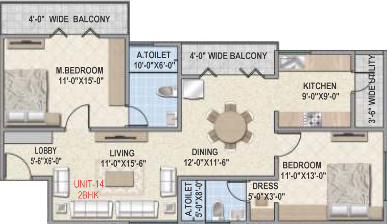 Amigo Estella (2BHK+2T (1,337 sq ft) 1337 sq ft)