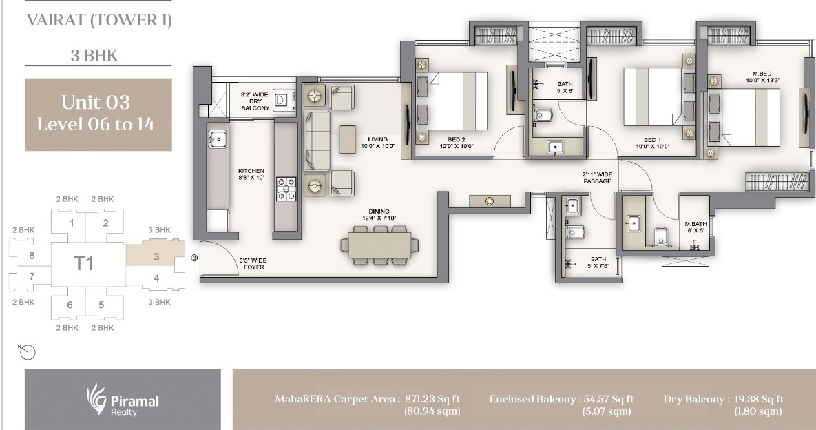 Piramal Vaikunth Cluster 2 (3BHK+3T (871.23 sq ft) 871.23 sq ft) Piramal Vaikunth Cluster 2 (3BHK+3T (871.23 sq ft) 871.23 sq ft)