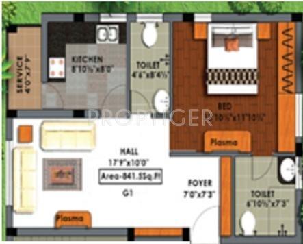 Star Shyams (1BHK+2T (841 sq ft) 841 sq ft)