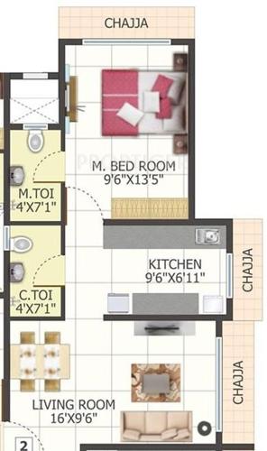 Bali Silver Oak (1BHK+2T (645 sq ft) 645 sq ft)