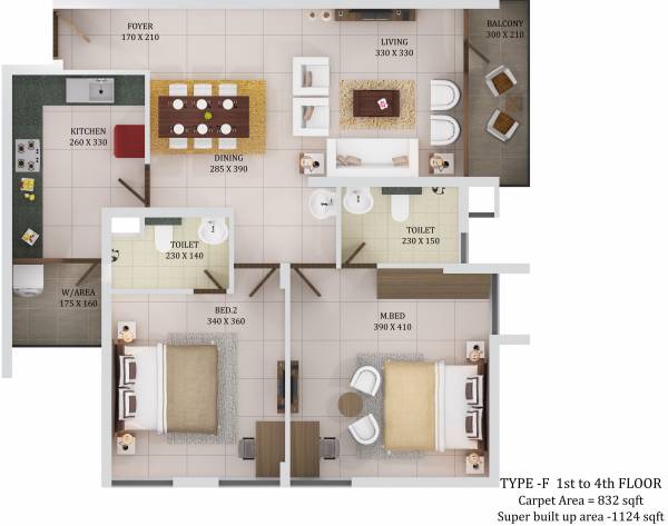 Trinity Citadel (2BHK+2T (1,124 sq ft) 1124 sq ft) Trinity Citadel (2BHK+2T (1,124 sq ft) 1124 sq ft)