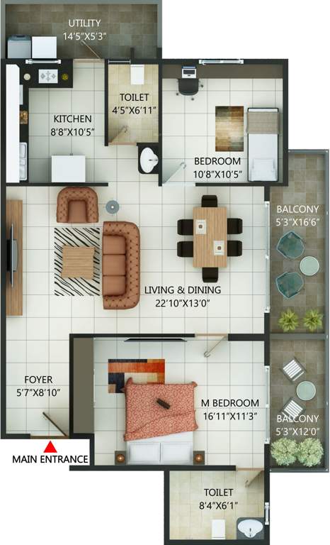 MH Alta Monte (2BHK+2T (1,376 sq ft) 1376 sq ft)
