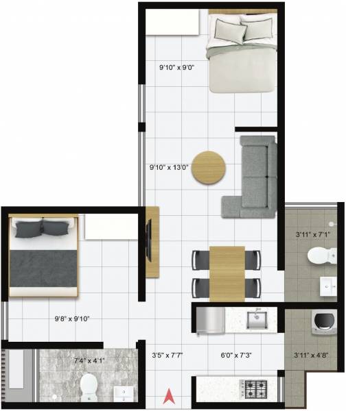 Icon Iconest 3 (2BHK+2T (648 sq ft) 648 sq ft)