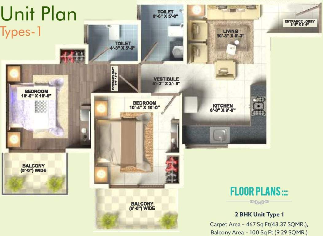 GLS Arawali Homes (2BHK+2T (467 sq ft) 467 sq ft)