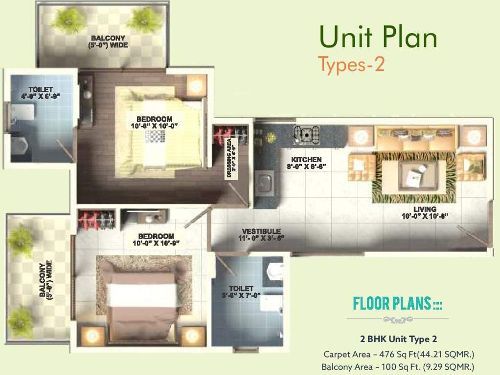 GLS Arawali Homes (2BHK+2T (476 sq ft) 476 sq ft)
