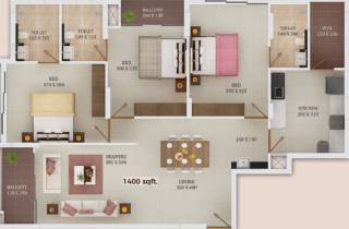 Trinity New Castle (3BHK+3T (1,400 sq ft) 1400 sq ft) Trinity New Castle (3BHK+3T (1,400 sq ft) 1400 sq ft)