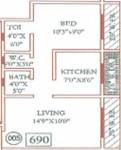 Trimurti Lakeview Apartment (1BHK+1T (690 sq ft) 690 sq ft)
