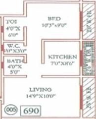 Trimurti Lakeview Apartment (1BHK+1T (690 sq ft) 690 sq ft)