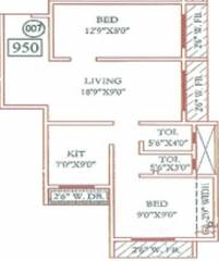 Trimurti Lakeview Apartment (2BHK+2T (950 sq ft) 950 sq ft)