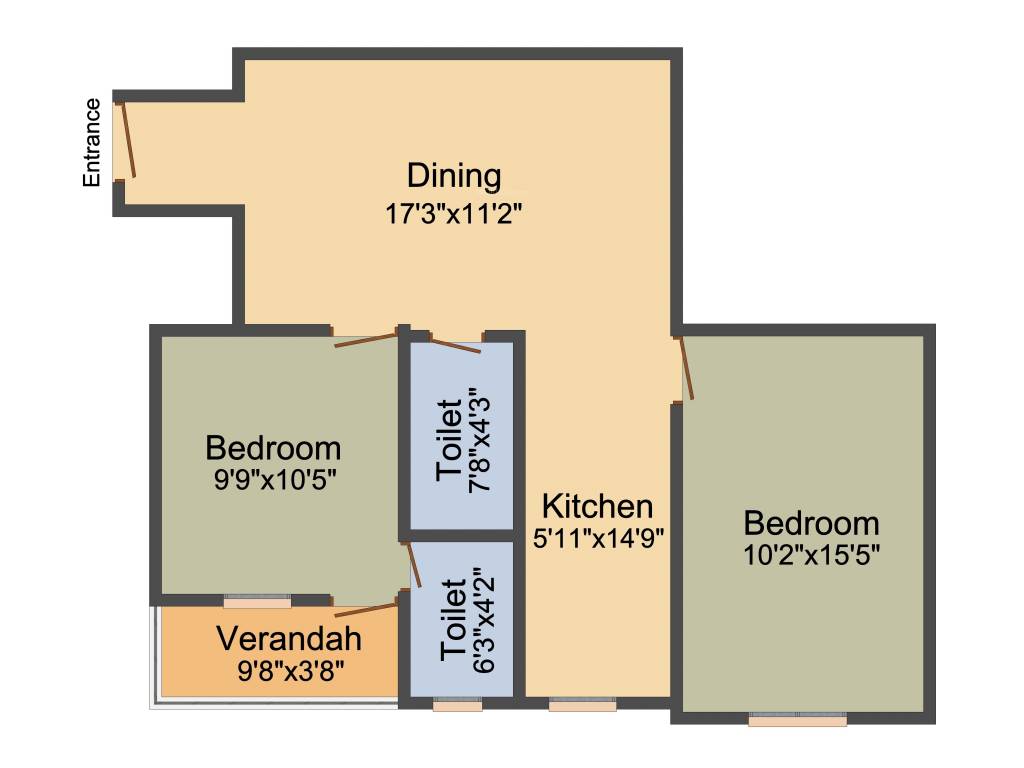 Unique Jagacha Heights (2BHK+2T (897 sq ft) 897 sq ft)